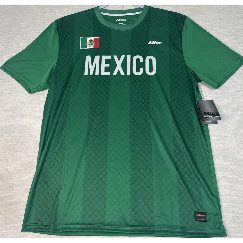 Mitre Mexico Men's Soccer Jersey M Green Short Sleeve Polyester Regular Fit